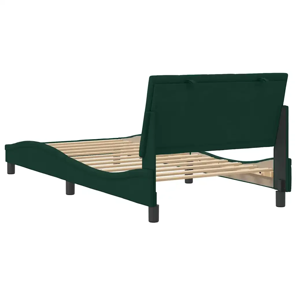 Letto singolo | Letto per adulti | Giroletto senza Materasso Hanko Verde Scuro 100x200 cm in Velluto - Image 7
