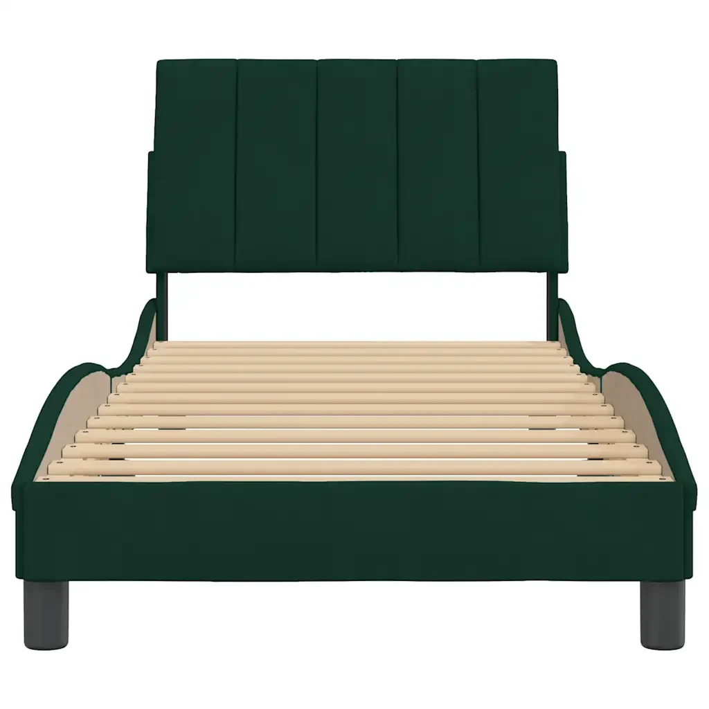 Letto singolo | Letto per adulti | Giroletto senza Materasso Hanko Verde Scuro 90x190 cm in Velluto - Image 5