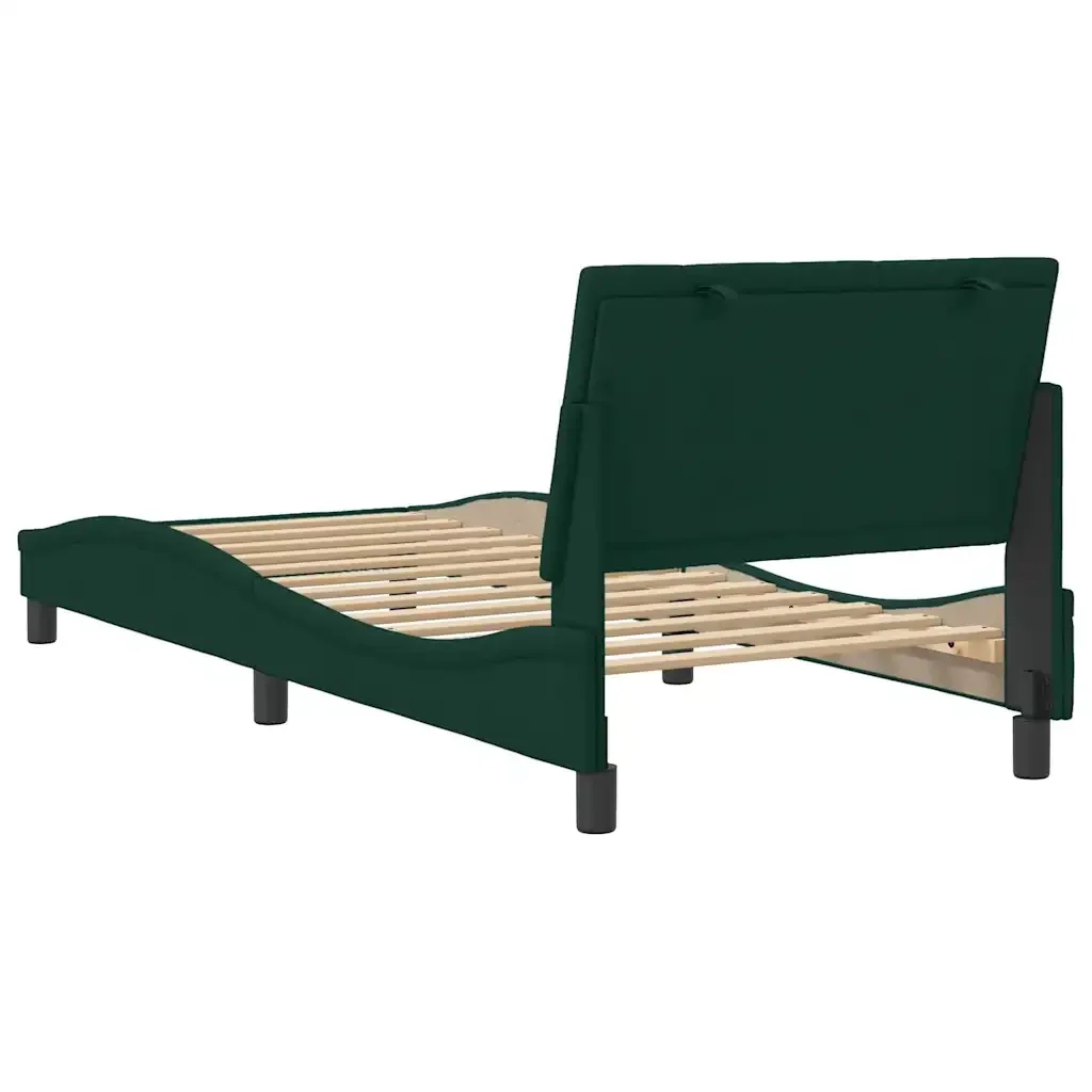 Letto singolo | Letto per adulti | Giroletto senza Materasso Hanko Verde Scuro 90x190 cm in Velluto - Image 7
