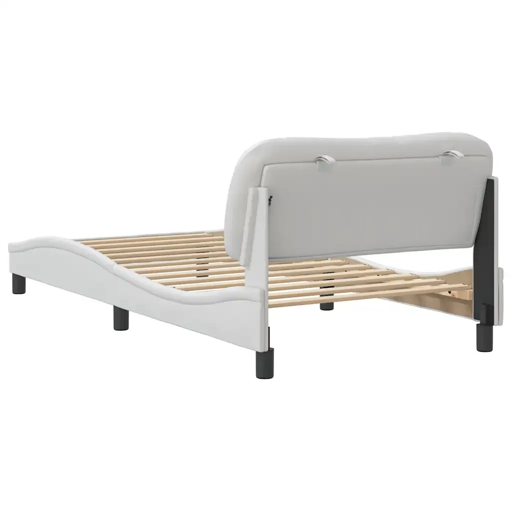 Letto singolo | Letto per adulti | Giroletto senza Materasso Hvar Bianco 100x200 cm in Similpelle - Image 6