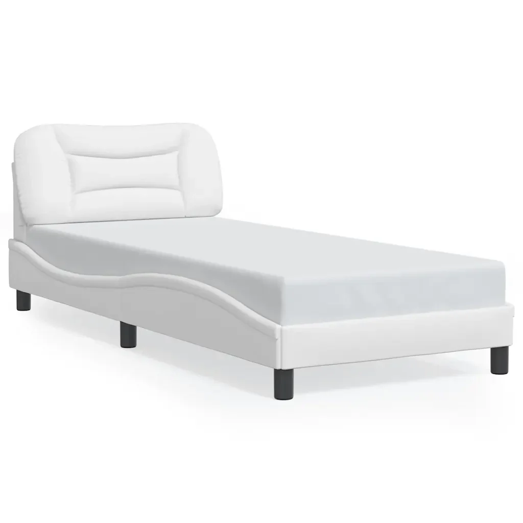 Letto singolo | Letto per adulti | Giroletto senza Materasso Hvar Bianco 80x200 cm in Similpelle