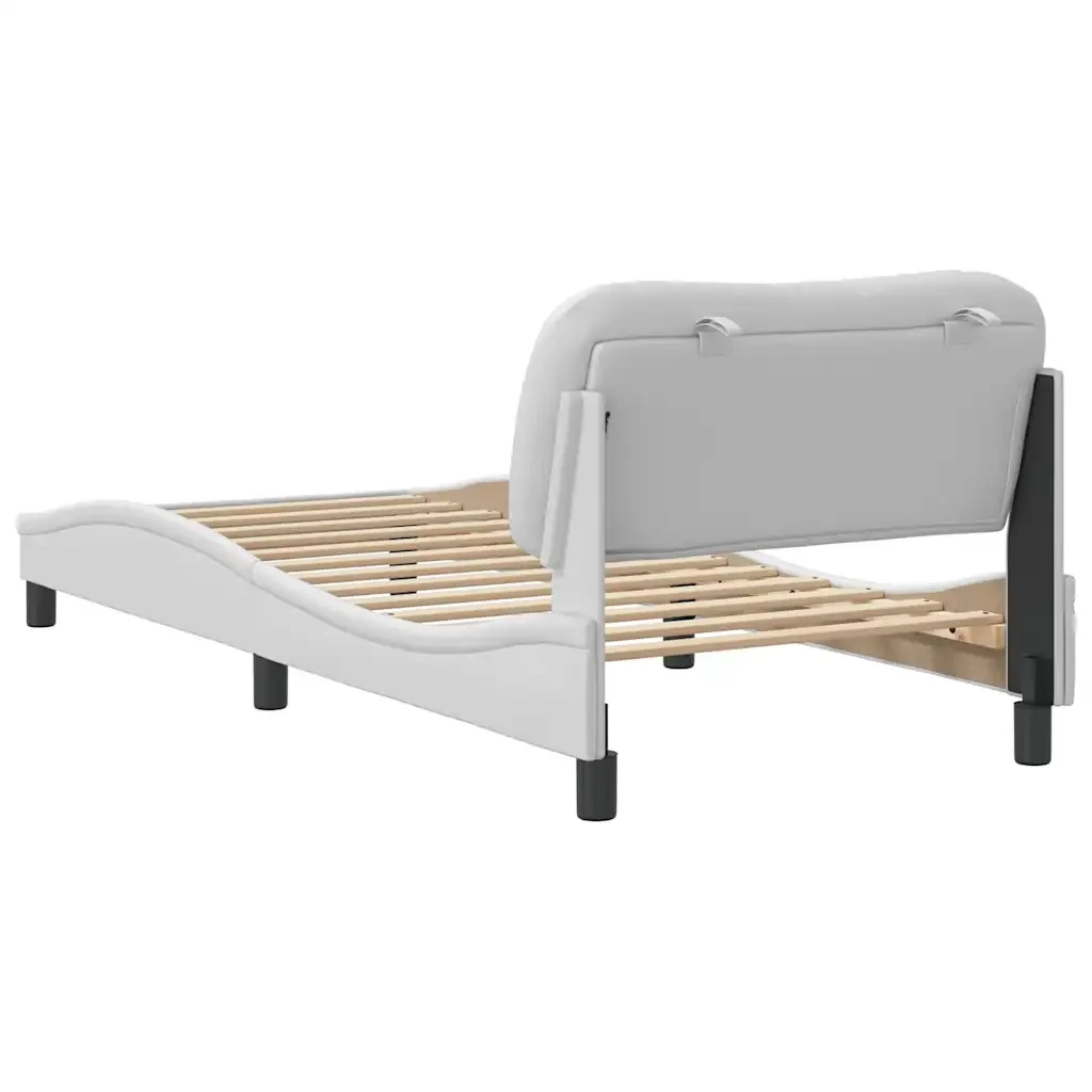 Letto singolo | Letto per adulti | Giroletto senza Materasso Hvar Bianco 90x200 cm in Similpelle - Image 6
