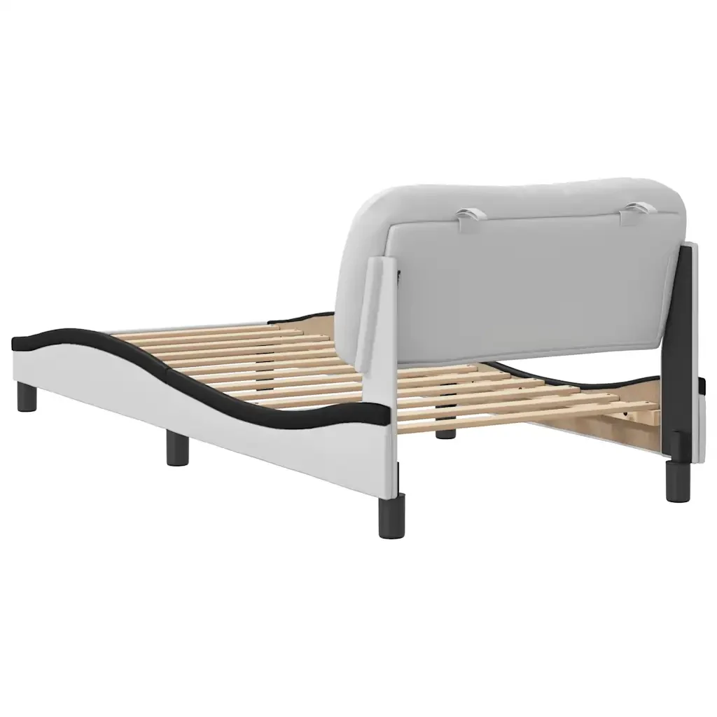 Letto singolo | Letto per adulti | Giroletto senza Materasso Hvar Bianco e Nero 80x200 cm in Similpelle - Image 6