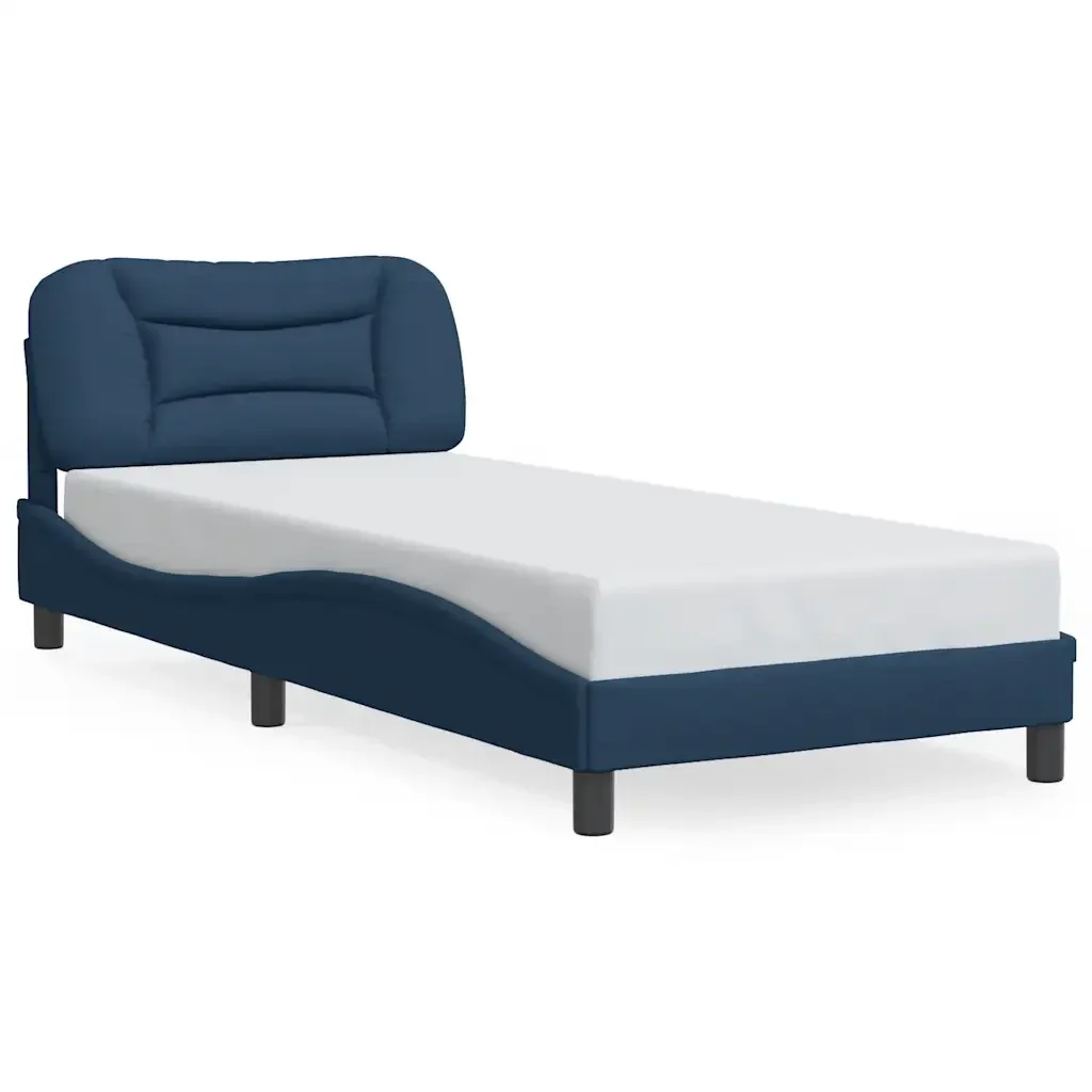 Letto singolo | Letto per adulti | Giroletto senza Materasso Hvar Blu 90x190 cm in Tessuto