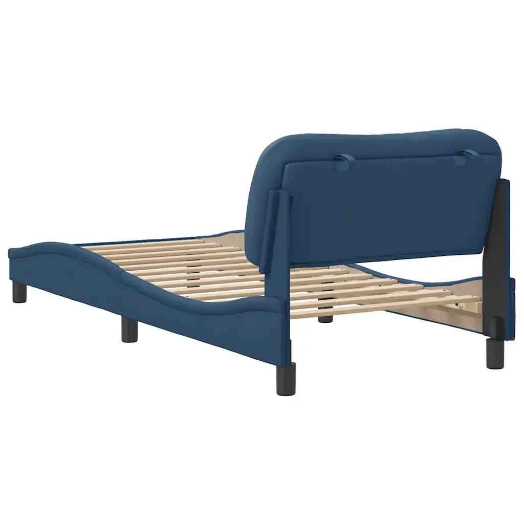 Letto singolo | Letto per adulti | Giroletto senza Materasso Hvar Blu 90x190 cm in Tessuto - Image 6