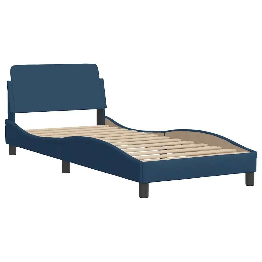 Letto singolo | Letto per adulti | Giroletto senza Materasso Hvar Blu 90x190 cm in Tessuto - Image 7