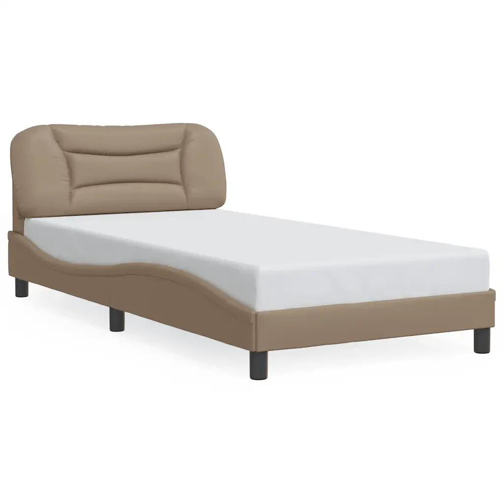 Letto singolo | Letto per adulti | Giroletto senza Materasso Hvar Cappuccino 100x200 cm in Similpelle