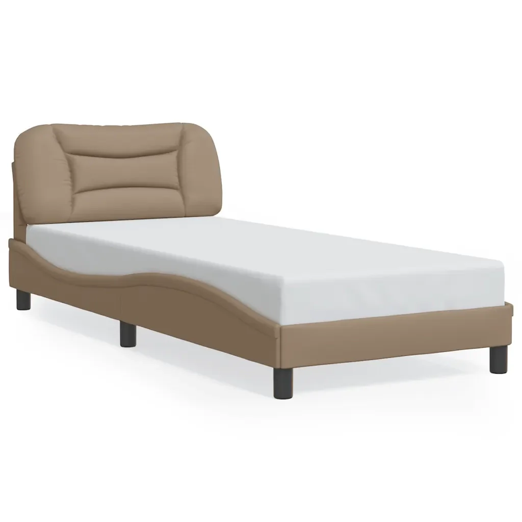 Letto singolo | Letto per adulti | Giroletto senza Materasso Hvar Cappuccino 90x190 cm in Similpelle