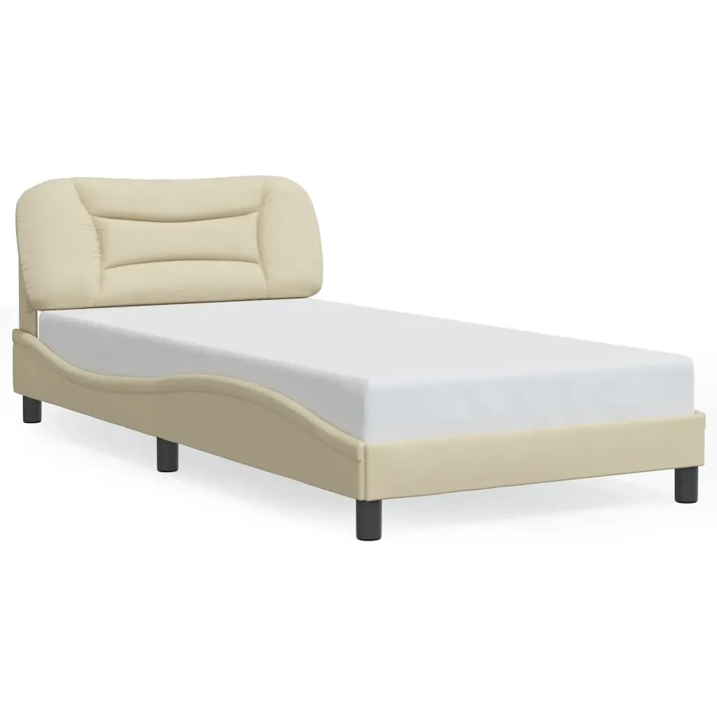 Letto singolo | Letto per adulti | Giroletto senza Materasso Hvar Crema 100x200 cm in Tessuto