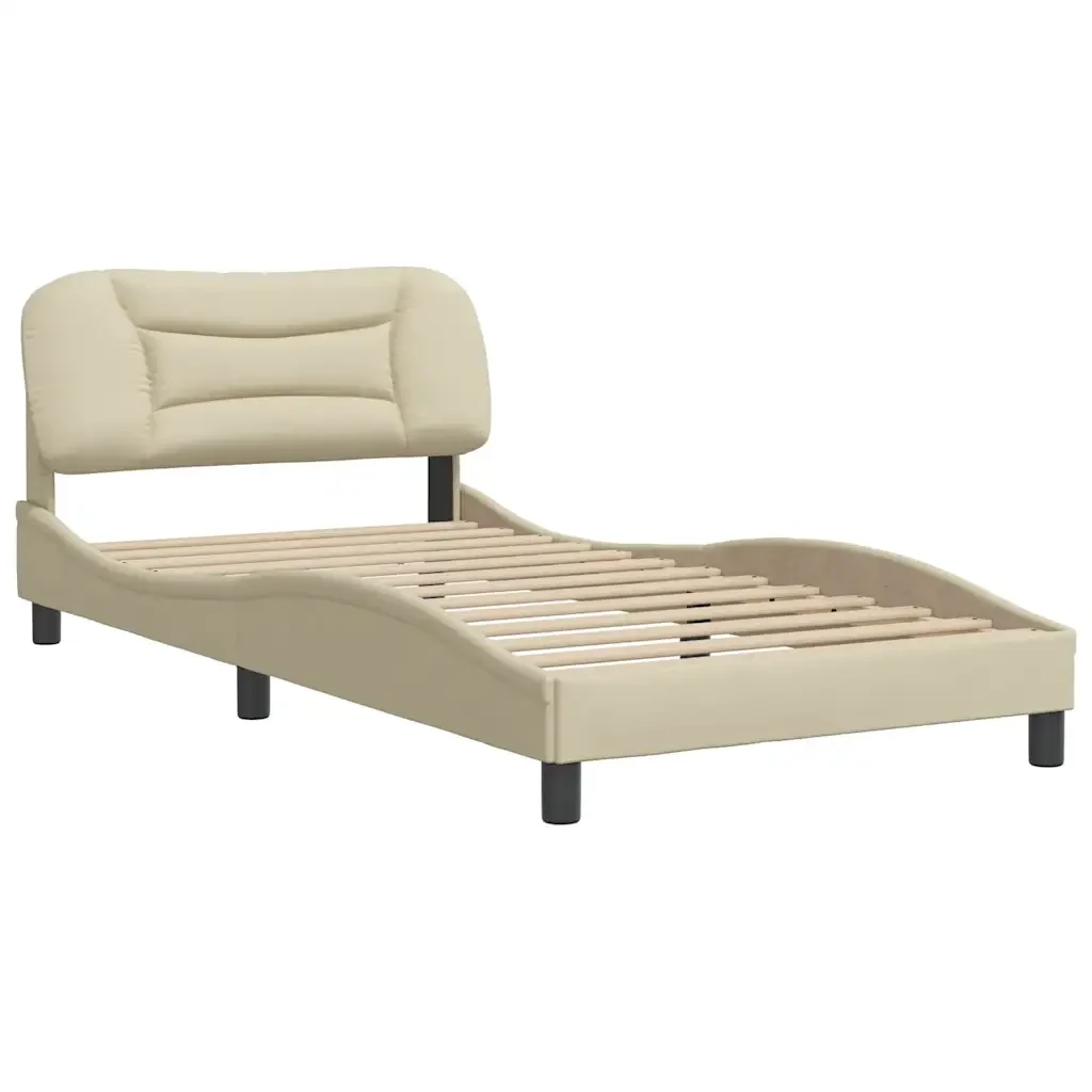 Letto singolo | Letto per adulti | Giroletto senza Materasso Hvar Crema 100x200 cm in Tessuto - Image 4