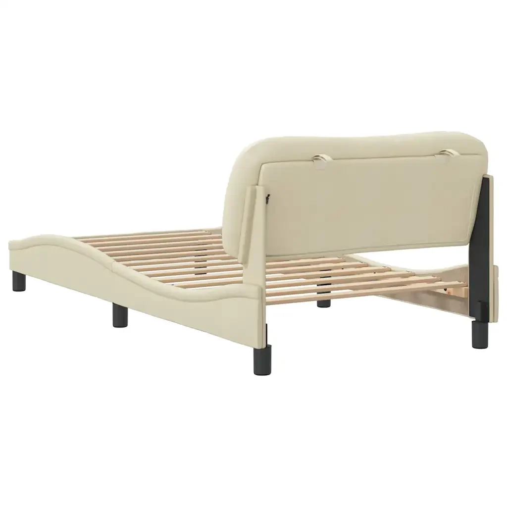 Letto singolo | Letto per adulti | Giroletto senza Materasso Hvar Crema 100x200 cm in Tessuto - Image 6