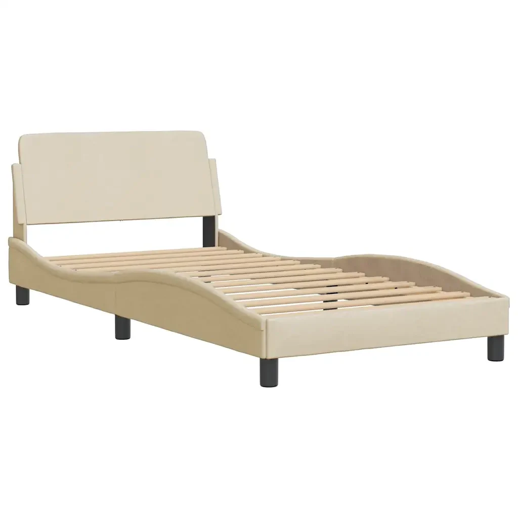 Letto singolo | Letto per adulti | Giroletto senza Materasso Hvar Crema 100x200 cm in Tessuto - Image 7