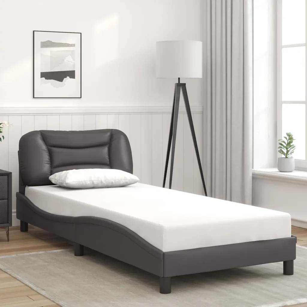 Letto singolo | Letto per adulti | Giroletto senza Materasso Hvar Crema 80x200 cm in Similpelle - Image 2