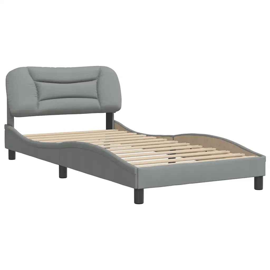 Letto singolo | Letto per adulti | Giroletto senza Materasso Hvar Grigio Chiaro 100x200 cm Tessuto - Image 4