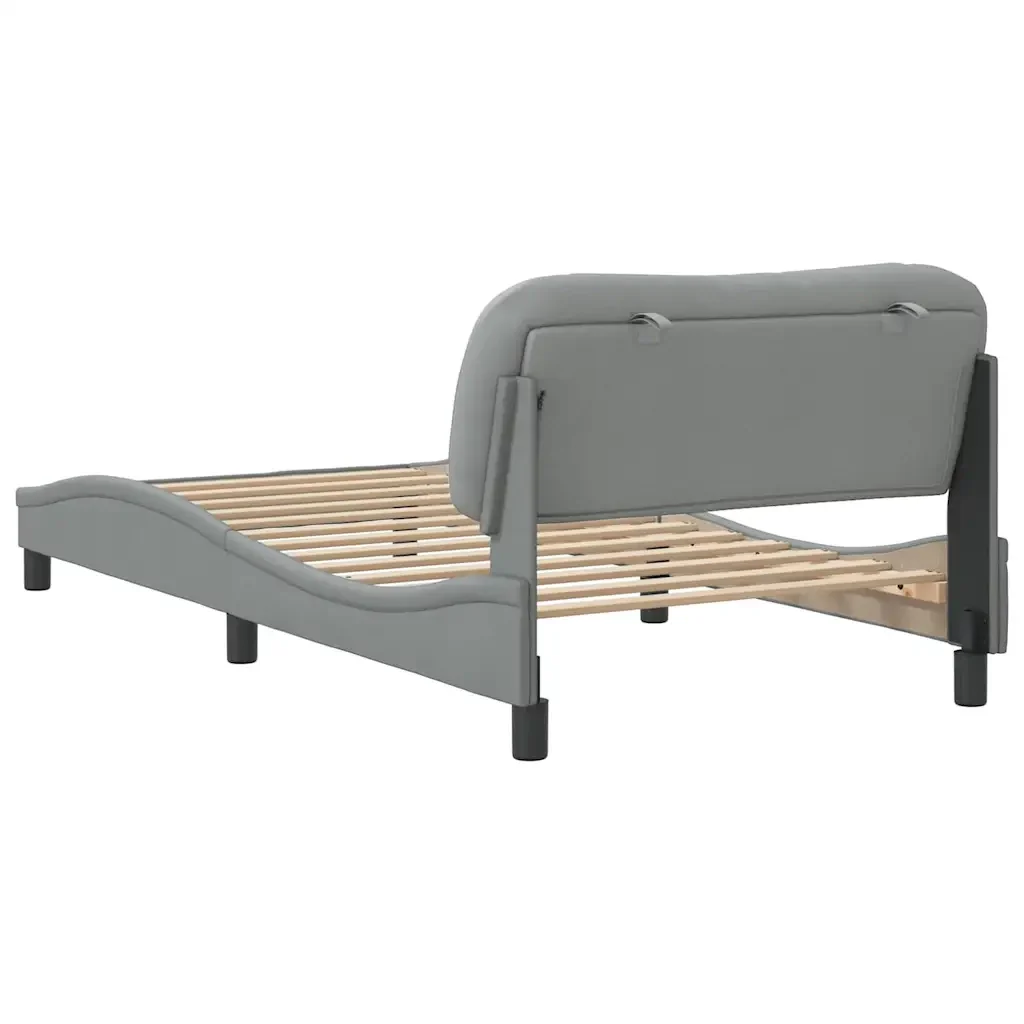 Letto singolo | Letto per adulti | Giroletto senza Materasso Hvar Grigio Chiaro 100x200 cm Tessuto - Image 6