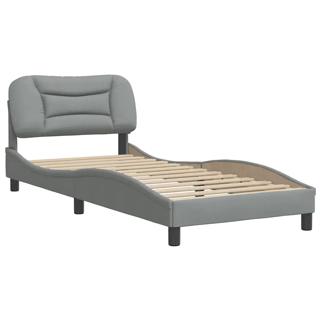 Letto singolo | Letto per adulti | Giroletto senza Materasso Hvar Grigio Chiaro 80x200 cm Tessuto - Image 3