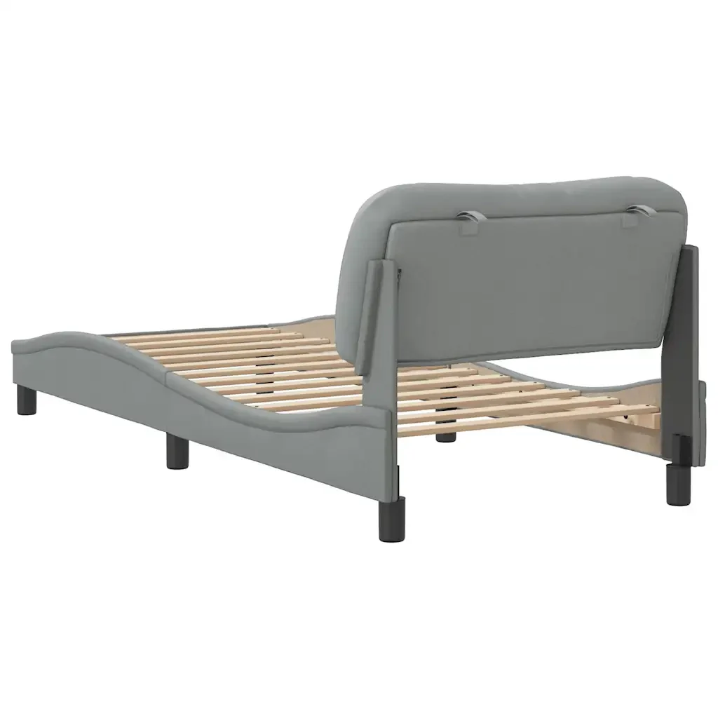 Letto singolo | Letto per adulti | Giroletto senza Materasso Hvar Grigio Chiaro 90x200 cm Tessuto - Image 6