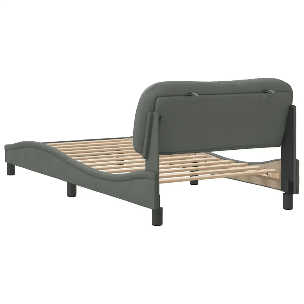 Letto singolo | Letto per adulti | Giroletto senza Materasso Hvar Grigio Scuro 100x200 cm Tessuto - Image 6