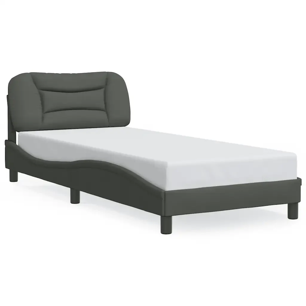 Letto singolo | Letto per adulti | Giroletto senza Materasso Hvar Grigio Scuro 80x200 cm Tessuto