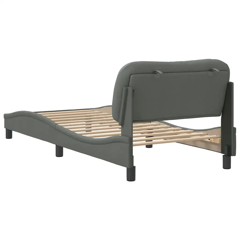 Letto singolo | Letto per adulti | Giroletto senza Materasso Hvar Grigio Scuro 80x200 cm Tessuto - Image 6