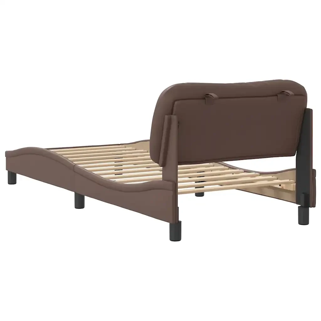 Letto singolo | Letto per adulti | Giroletto senza Materasso Hvar Marrone 90x200 cm in Similpelle - Image 6