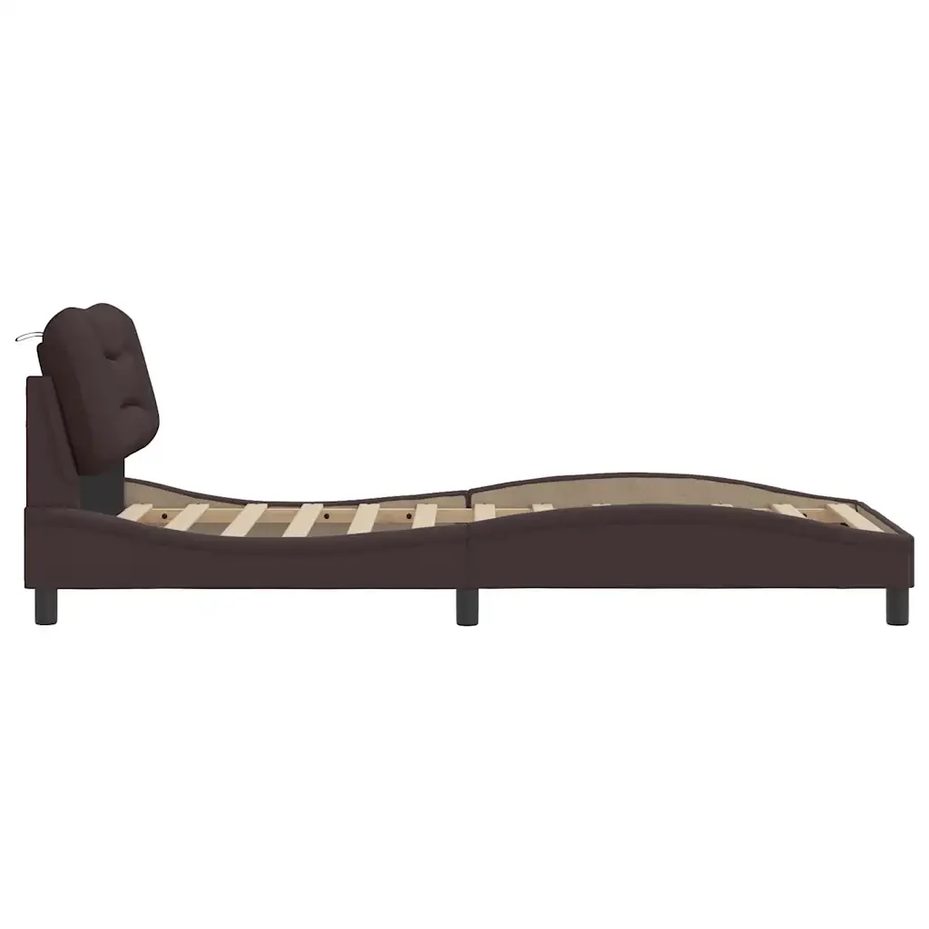 Letto singolo | Letto per adulti | Giroletto senza Materasso Hvar Marrone Scuro 80x200 cm Tessuto - Image 5