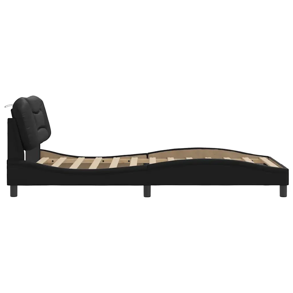 Letto singolo | Letto per adulti | Giroletto senza Materasso Hvar Nero 100x200 cm in Similpelle - Image 7