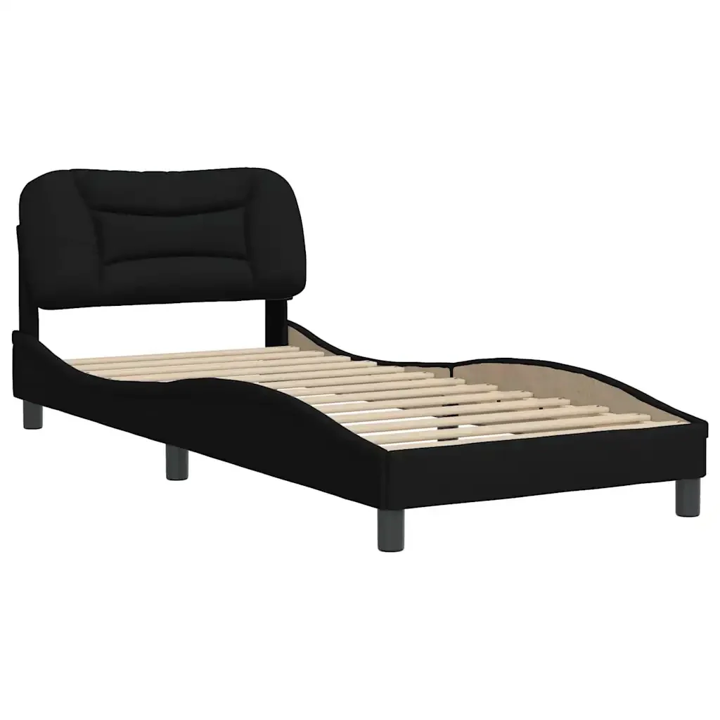 Letto singolo | Letto per adulti | Giroletto senza Materasso Hvar Nero 80x200 cm Tessuto - Image 4