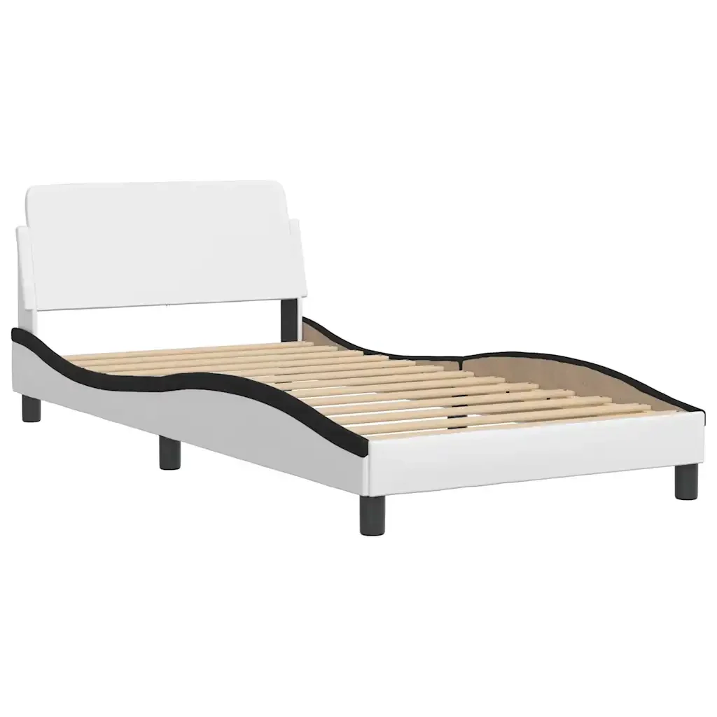 Letto singolo | Letto per adulti | Giroletto senza Materasso Hvar Nero e Bianco 100x200 cm in Similpelle - Image 5
