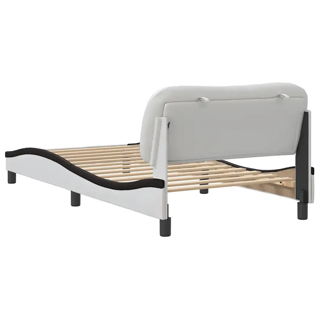 Letto singolo | Letto per adulti | Giroletto senza Materasso Hvar Nero e Bianco 100x200 cm in Similpelle - Image 6