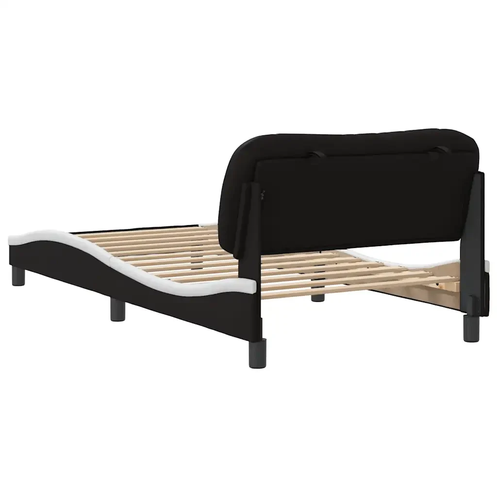 Letto singolo | Letto per adulti | Giroletto senza Materasso Hvar Nero e Bianco 100x200 cm in Similpelle - Image 6