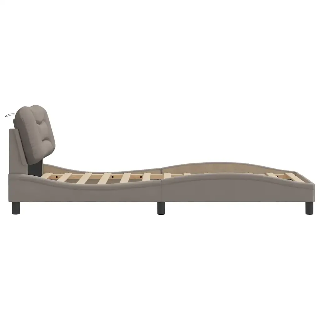 Letto singolo | Letto per adulti | Giroletto senza Materasso Hvar Tortora 90x190 cm Tessuto - Image 5