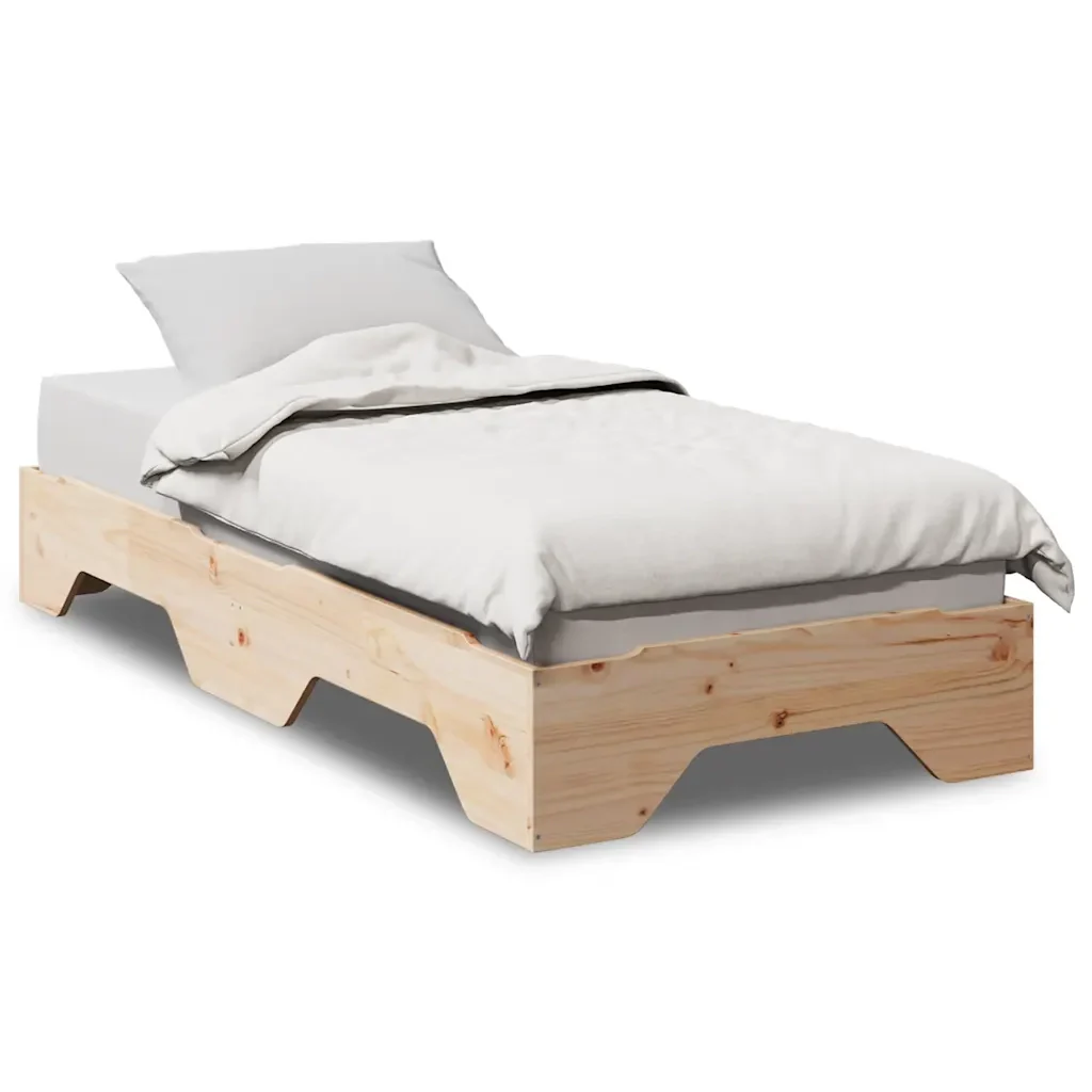 Letto singolo | Letto per adulti | Giroletto senza Materasso Impilabile 75x190 cm Legno Massello