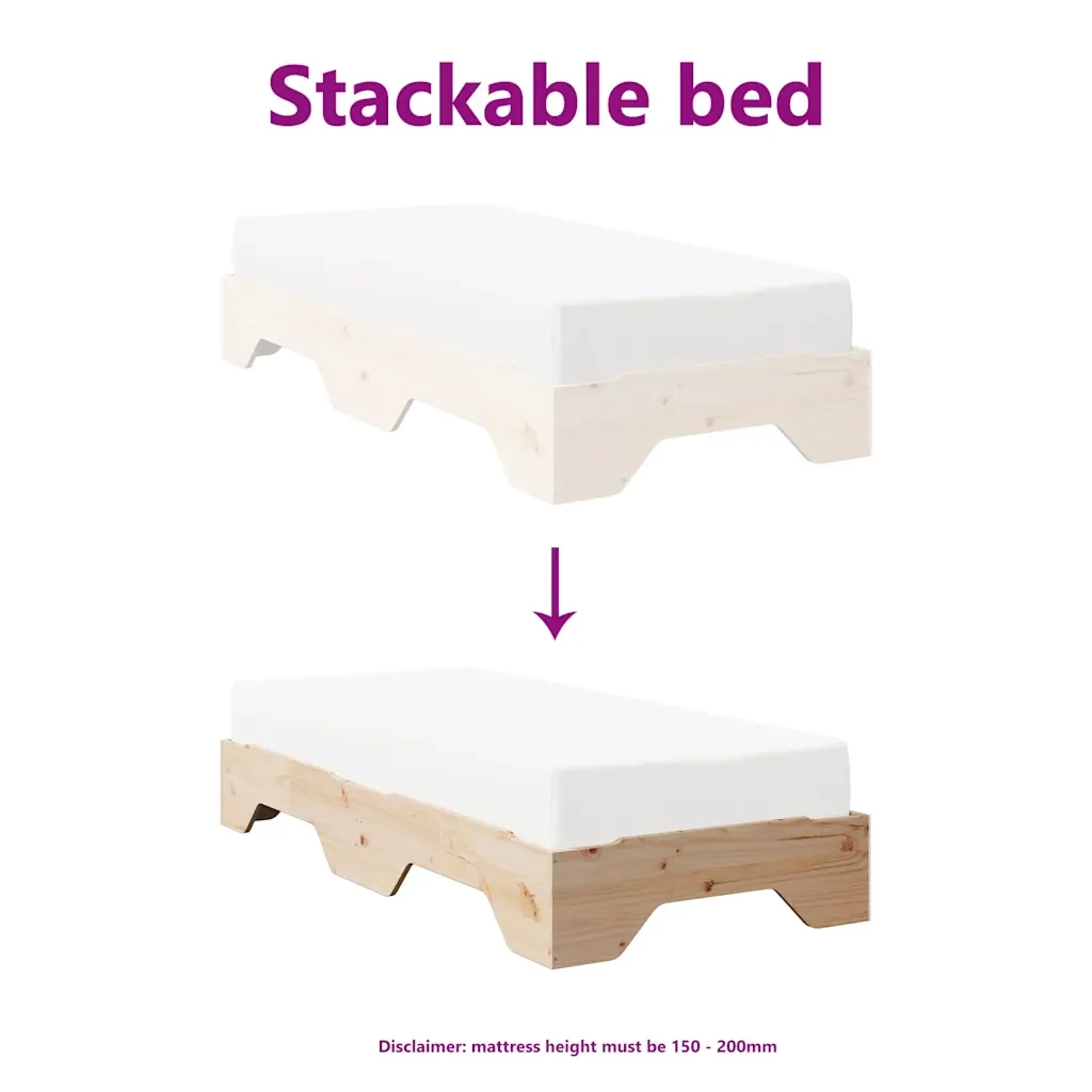 Letto singolo | Letto per adulti | Giroletto senza Materasso Impilabile 75x190 cm Legno Massello - Image 8