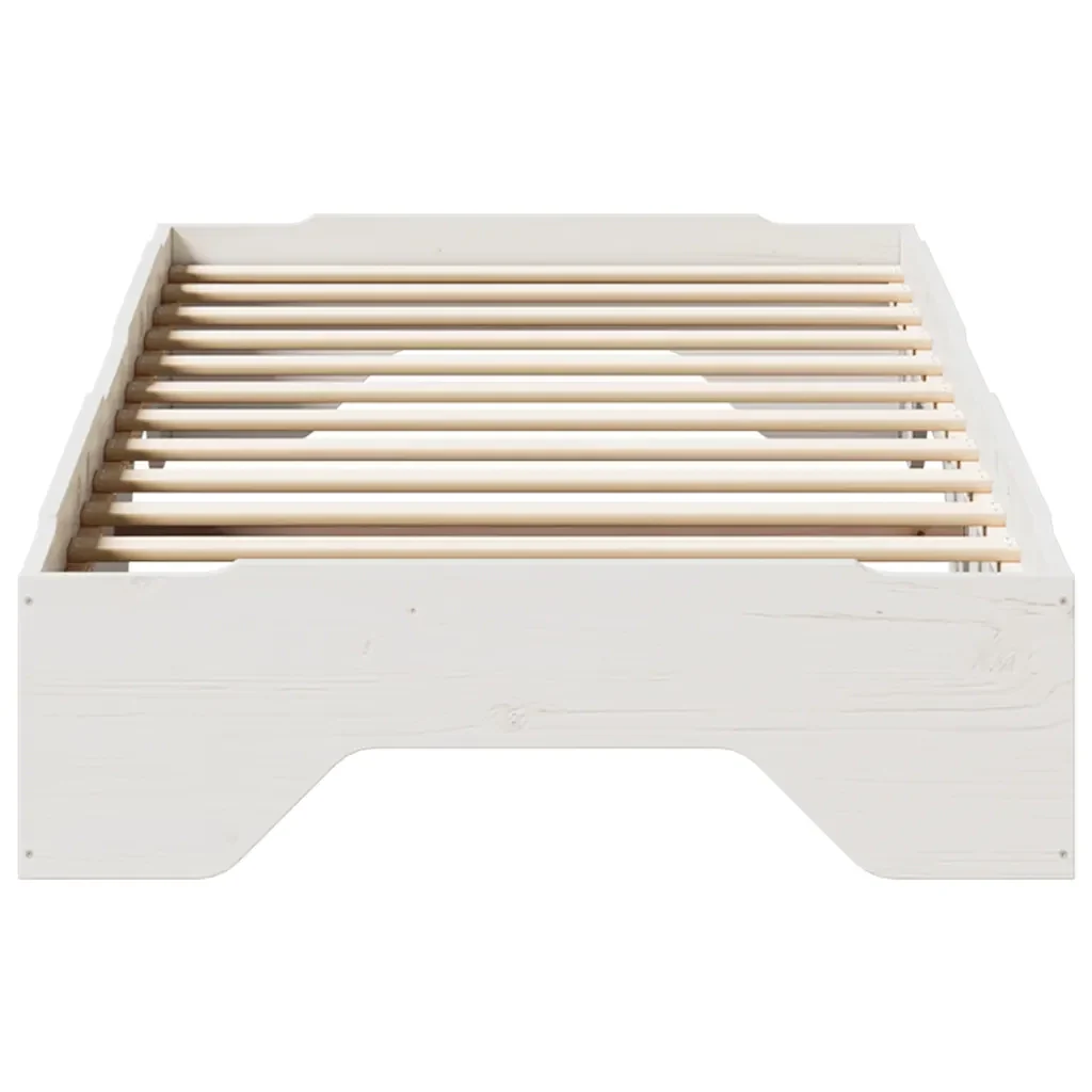 Letto singolo | Letto per adulti | Giroletto senza Materasso Impilabile Bianco 90x190 cm Legno - Image 5