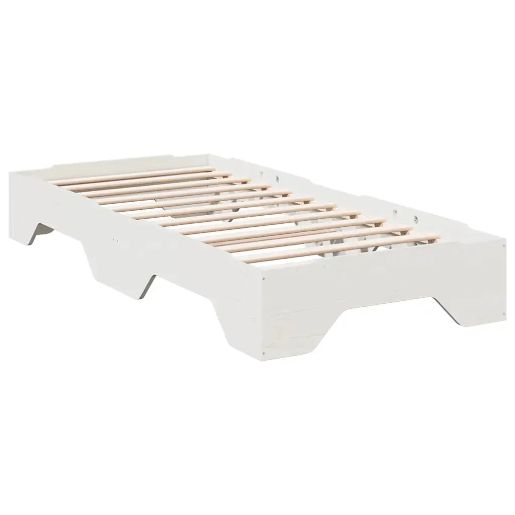 Letto singolo | Letto per adulti | Giroletto senza Materasso Impilabile Bianco 90x190 cm Legno - Image 7