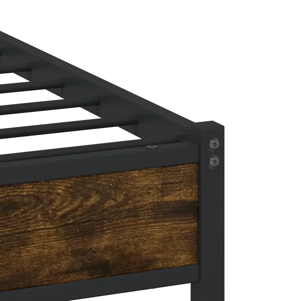 Letto singolo | Letto per adulti | Giroletto senza Materasso in Metallo Rovere Fumo 75x190 cm - Image 8
