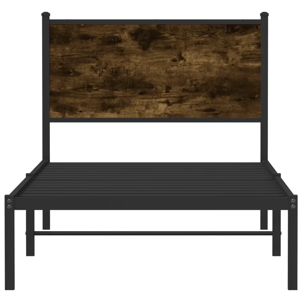 Letto singolo | Letto per adulti | Giroletto senza Materasso in Metallo Rovere Fumo 75x190 cm - Image 5