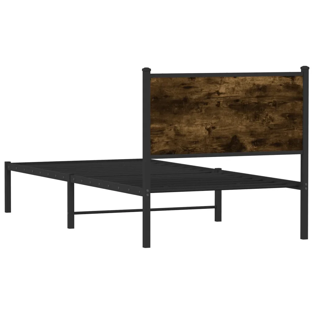 Letto singolo | Letto per adulti | Giroletto senza Materasso in Metallo Rovere Fumo 75x190 cm - Image 7