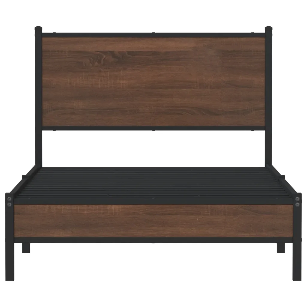 Letto singolo | Letto per adulti | Giroletto senza Materasso in Metallo Rovere Marrone 100x190 cm - Image 5