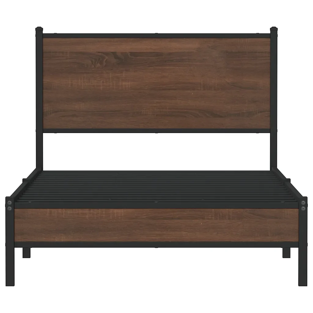 Letto singolo | Letto per adulti | Giroletto senza Materasso in Metallo Rovere Marrone 100x200 cm - Image 5