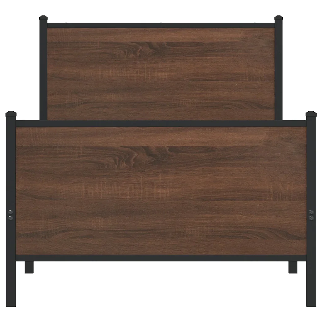 Letto singolo | Letto per adulti | Giroletto senza Materasso in Metallo Rovere Marrone 100x200 cm - Image 5