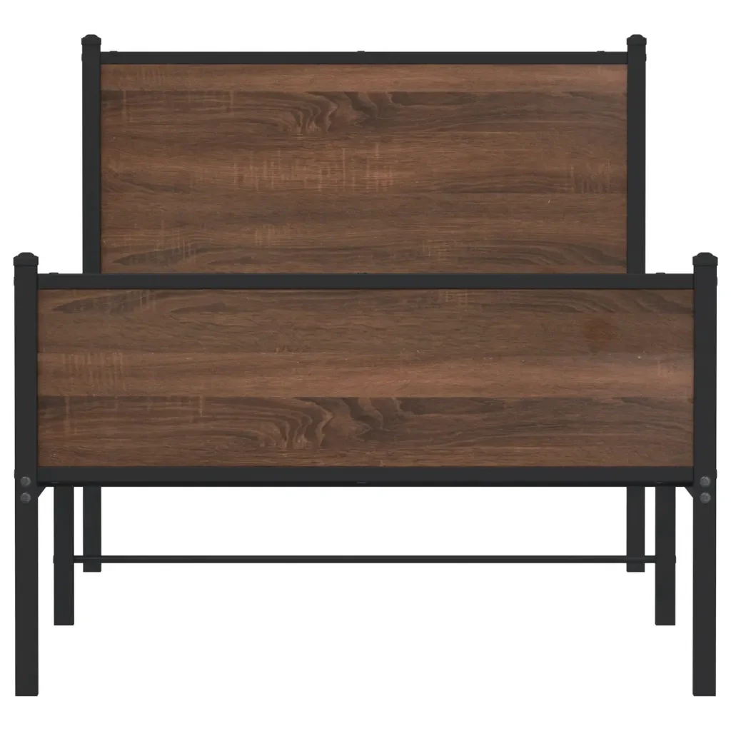 Letto singolo | Letto per adulti | Giroletto senza Materasso in Metallo Rovere Marrone 75x190 cm - Image 5