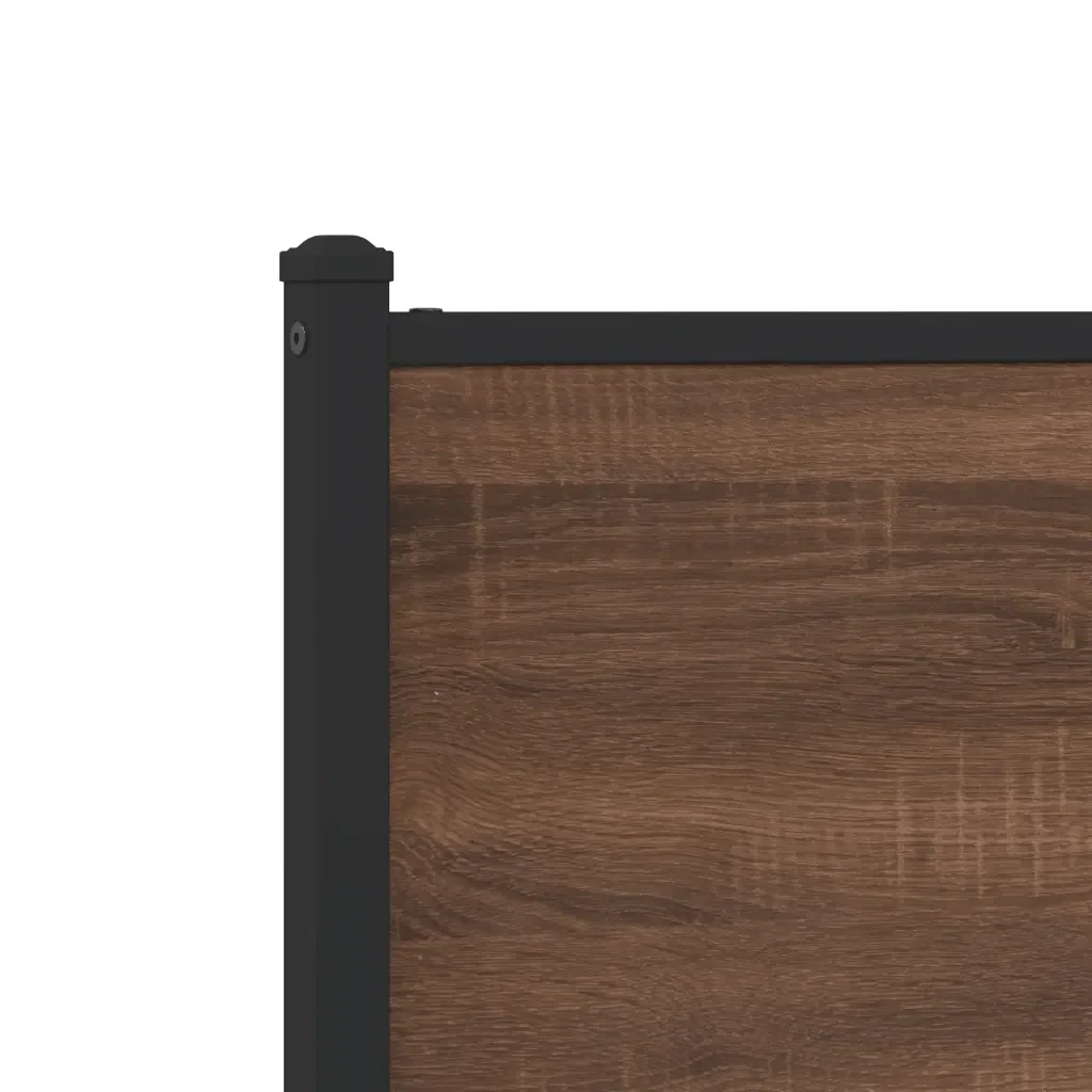 Letto singolo | Letto per adulti | Giroletto senza Materasso in Metallo Rovere Marrone 75x190 cm - Image 9