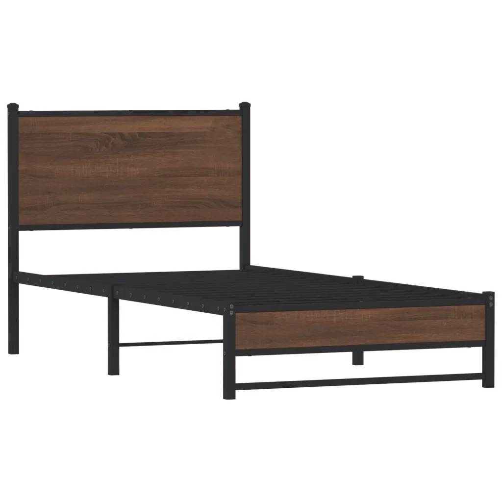 Letto singolo | Letto per adulti | Giroletto senza Materasso in Metallo Rovere Marrone 80x200 cm - Image 4