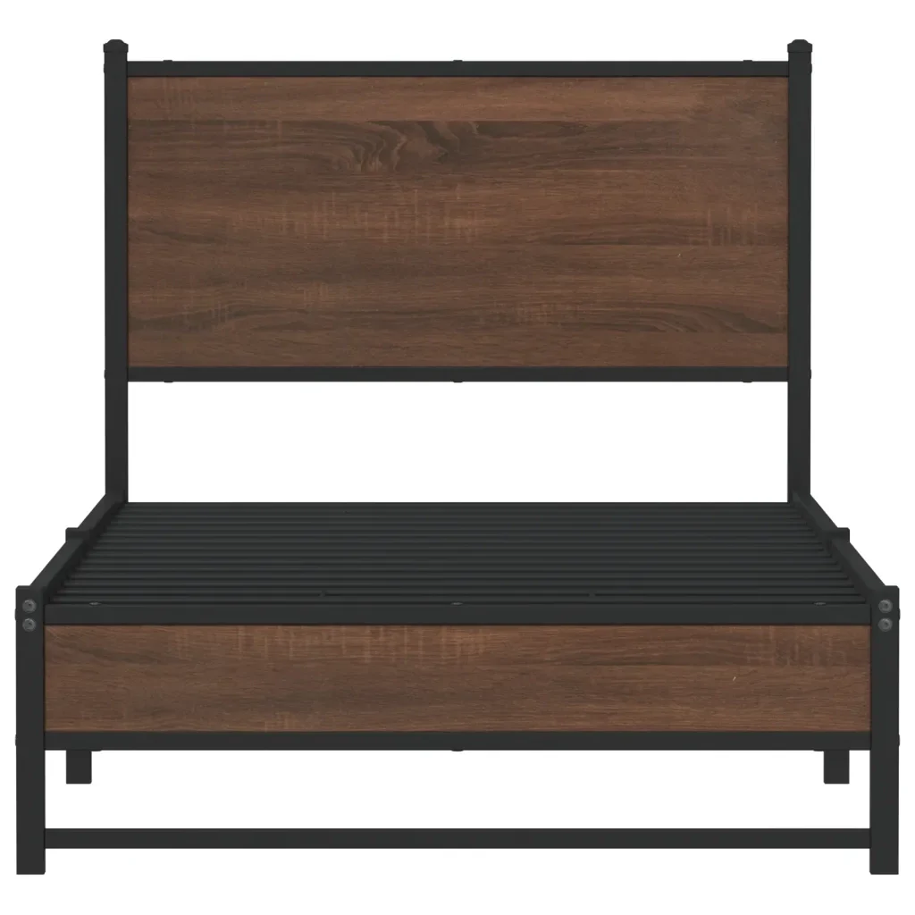 Letto singolo | Letto per adulti | Giroletto senza Materasso in Metallo Rovere Marrone 80x200 cm - Image 5