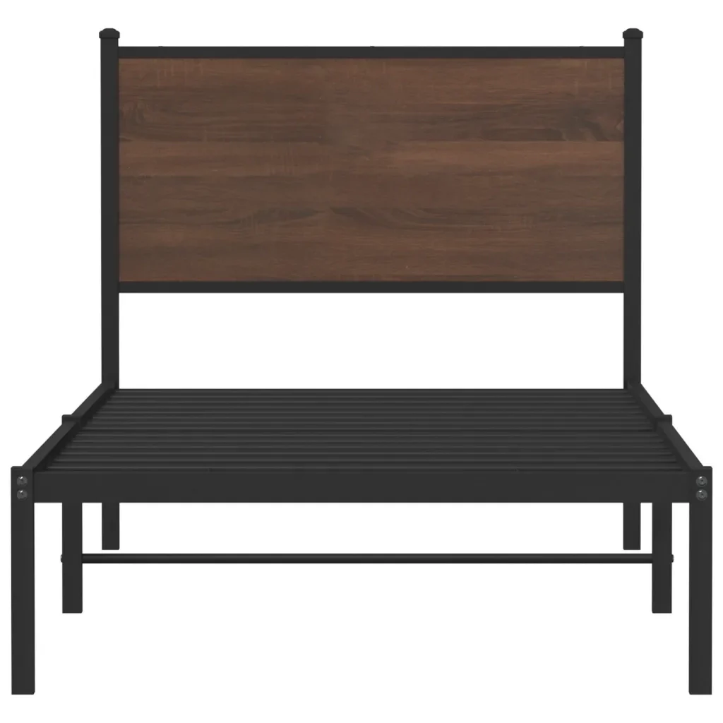 Letto singolo | Letto per adulti | Giroletto senza Materasso in Metallo Rovere Marrone 90x200 cm - Image 5