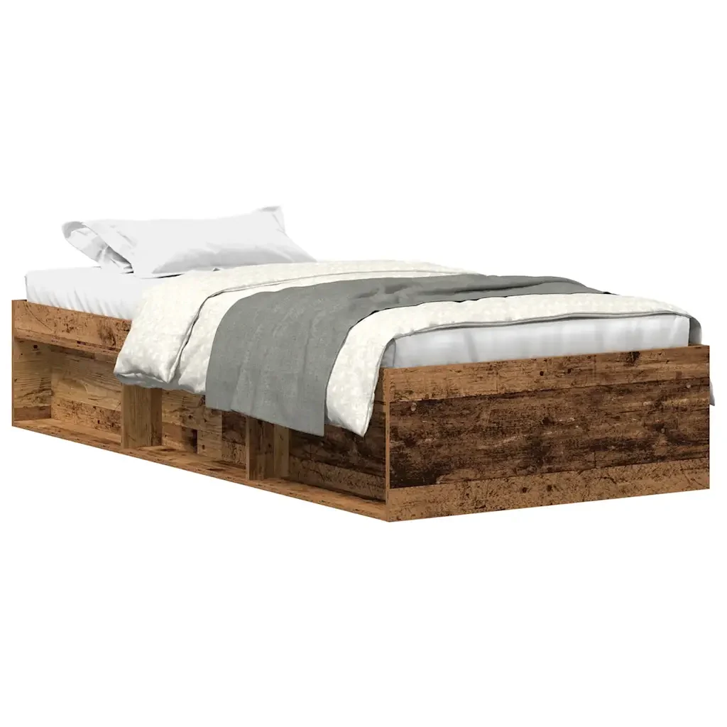 Letto singolo | Letto per adulti | Giroletto senza Materasso Legno Antico 100x200cm in Truciolato