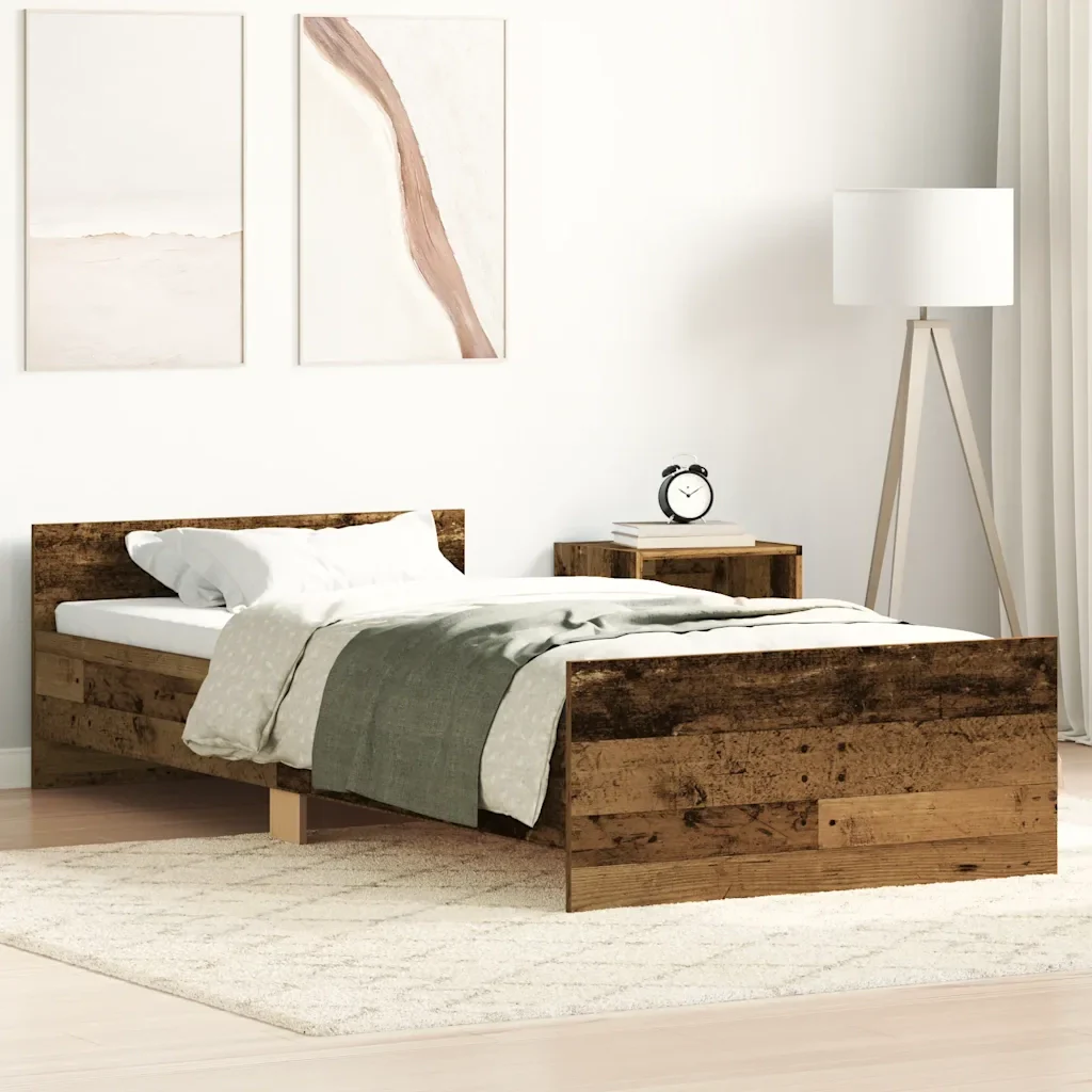 Letto singolo | Letto per adulti | Giroletto senza Materasso Legno Antico 100x200cm in Truciolato - Image 2