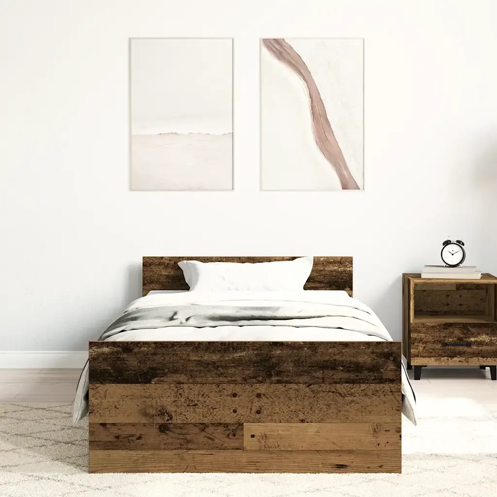 Letto singolo | Letto per adulti | Giroletto senza Materasso Legno Antico 100x200cm in Truciolato - Image 3